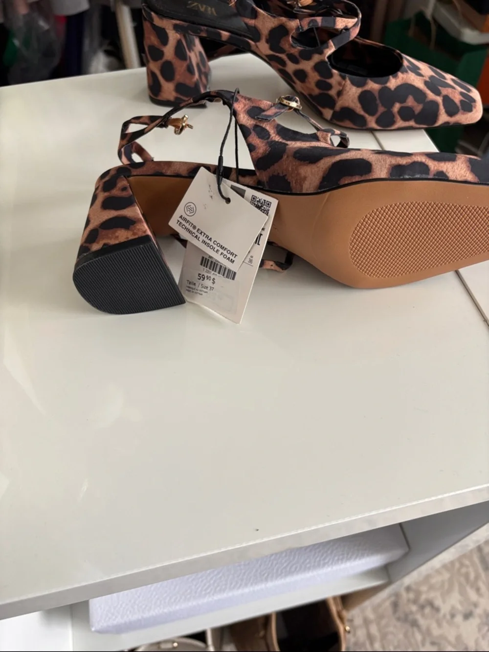 Zara Leopard-Print Mary Jane Heels in Brown and Black - Picture 2 of 6